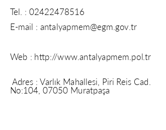 Antalya Polis Evi iletiim bilgileri